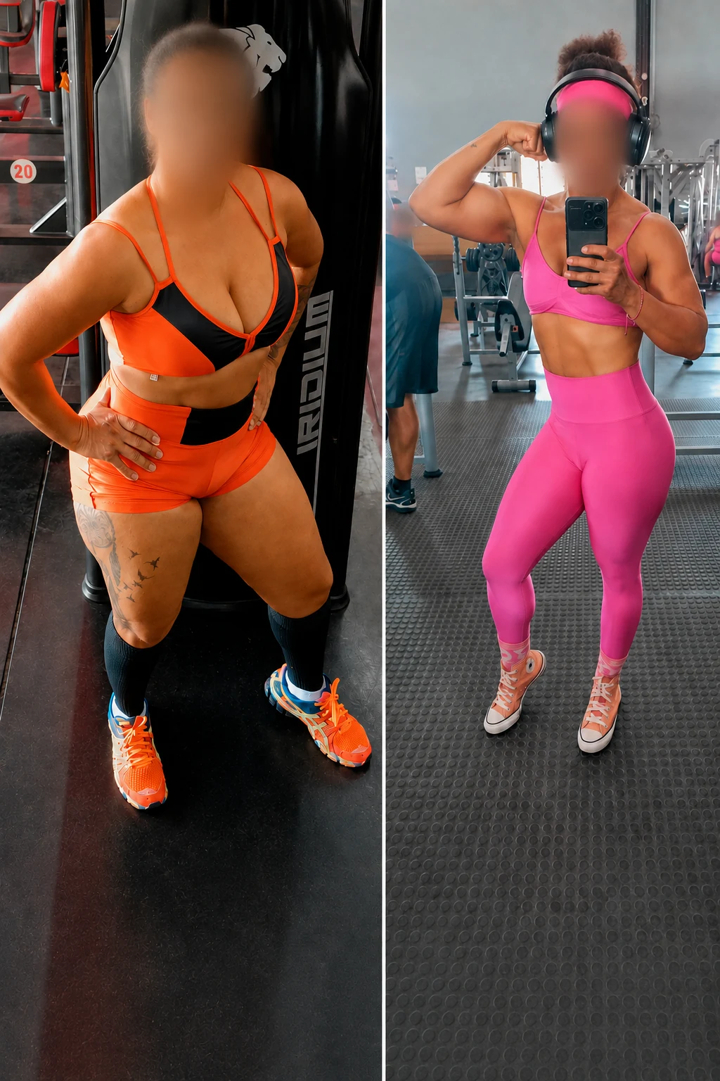 Antes e depois de aluna em treinamento de hipertrofia e musculação com Matheus Henrique em Campo Grande MS.